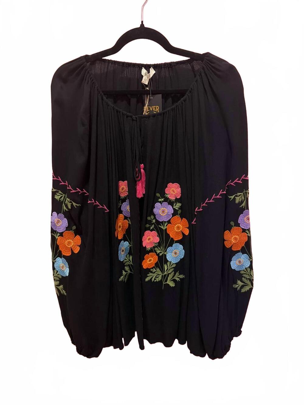 NEW EASEL women's peasant blouse in black